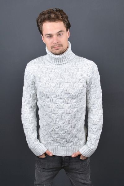 Чоловічий теплий светр під горло світло-сірий Туреччина 7018 7018 фото