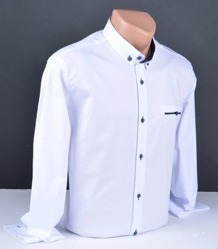 Мужская рубашка однотонная белая Турция 1050 2XL 1050-2 фото