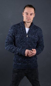 Мужской теплый свитер с воротником на молнии темно-синий Турция 7075 7075 фото