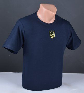 Чоловіча футболка з вишивкою Тризуб темно-синя Туреччина 4089 4089 фото