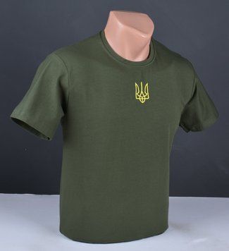 Мужская футболка с вышивкой Тризуб БОЛЬШОГО РАЗМЕРА хаки Турция 4084 Б 4084 Б фото
