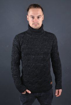 Мужской теплый свитер под горло большого размера чёрный Турция 7056 Б 7056 Б фото